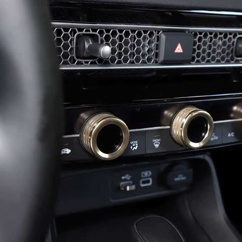 Suetlcoity Mittelkonsolen-Lautstärkeregler-Zierring aus Aluminiumlegierung für Honda CRV, Klimaanlagen-Drehknopf-Zierring Autozubehör - Bild 3