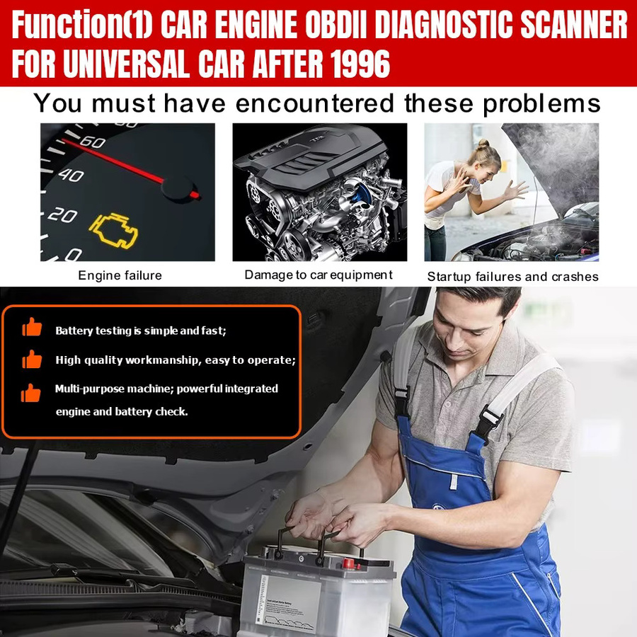 KONNWEI KW851 OBD2 Auto Diagnosegerät in Rot mit Fahrzeugwartungs-Reset-Funktion und Motor-Check-Codeleser - Bild 2