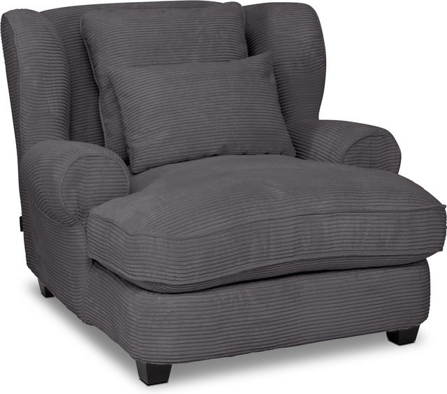 Loveseat SANSIBAR LIVING SANDE in Grau mit Cordstoff und Armlehnen, B/T/H: 140 x 97 x 72 cm - Bild 1