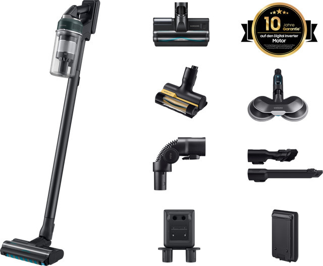 Samsung Jet 85S Wet&Clean Akku-Staubsauger mit Spray Spinning Sweeper, 770 W Motorleistung, Grün/Schwarz, beutellos - Bild 1