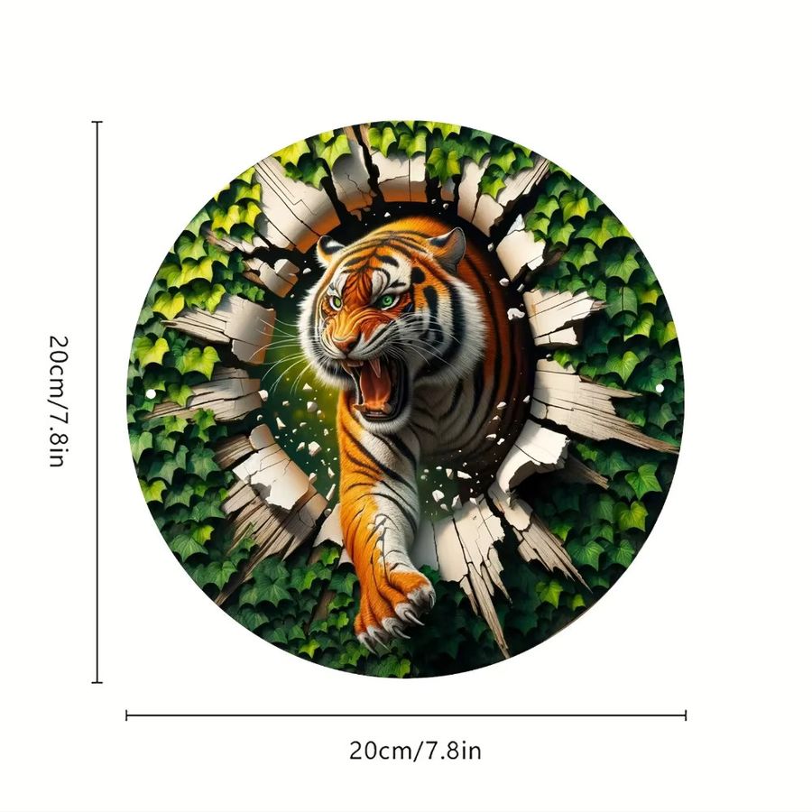 CIFBUY Aluminium-Tiger-Kunstschild aus Metall mit 3D-Effekt, Wanddekoration für Wohnzimmer und Büro, B/H: 20 x 20 cm - Bild 2