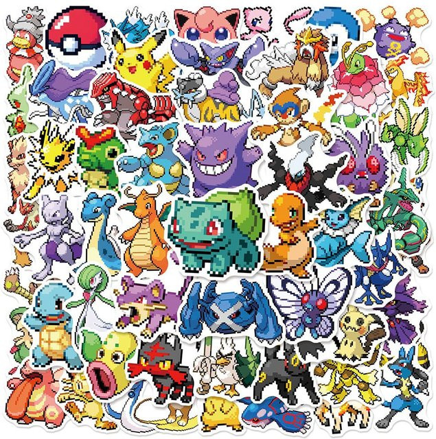 TAKARA TOMY Pokemon Pikachu Pixel-Aufkleber, 50 Stück - Bild 1