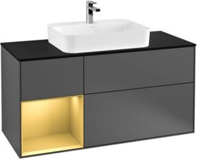 V&B Waschtischunterschrank Finion in Anthrazit mit Regalfach links, Breite: 120 cm, Tiefe: 50,1 cm, Höhe: 50,1 cm - Bild 1