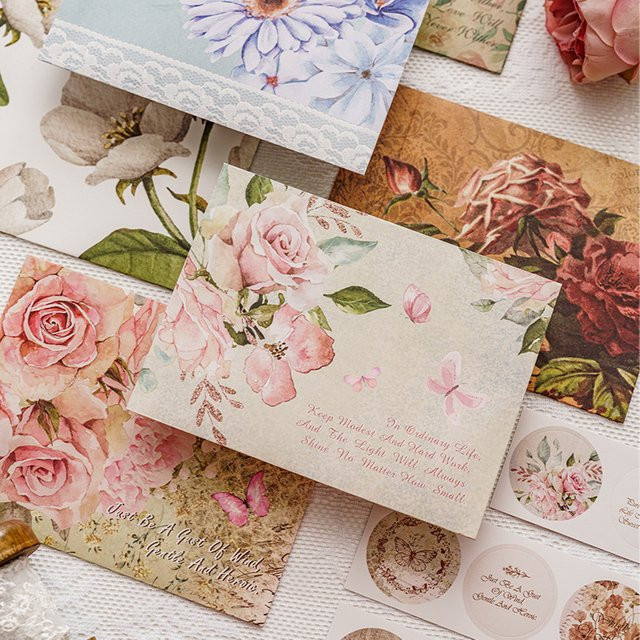 Elegantes Briefpapier-Set mit Aquarell-Blumenmotiven und passenden Umschlägen, Mehrfarbig - Bild 1