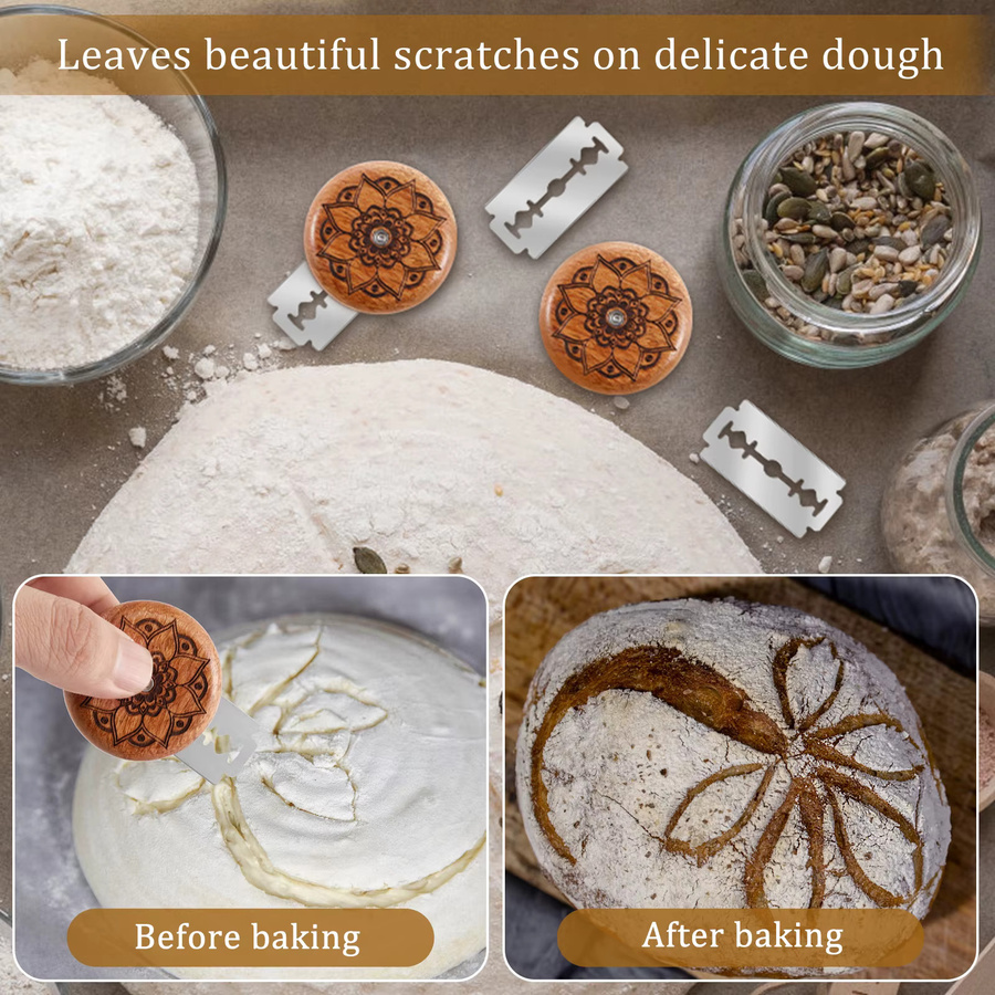 Willstar Holz-Brotmesser in Braun als Teig-Einschneidewerkzeug für Sauerteig und Rundbrot - Bild 4