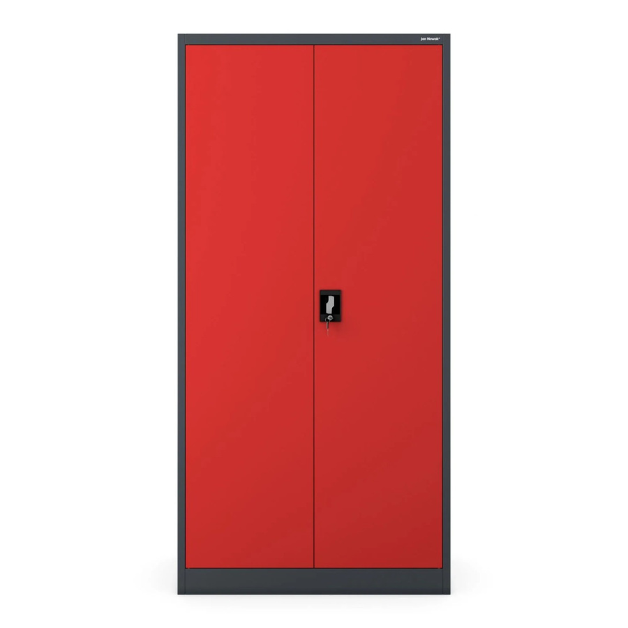 Jan Nowak Mehrzweckschrank Dawid aus pulverbeschichtetem Stahl in Rot-Anthrazit, H x B x T: 185 x 90 x 45 cm - Bild 2