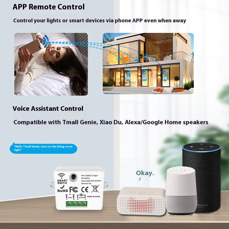 Tuya Smart Switch WLAN Touch-Funktion mit App-Fernbedienung und Alexa-Sprachsteuerung in Schwarz - Bild 3