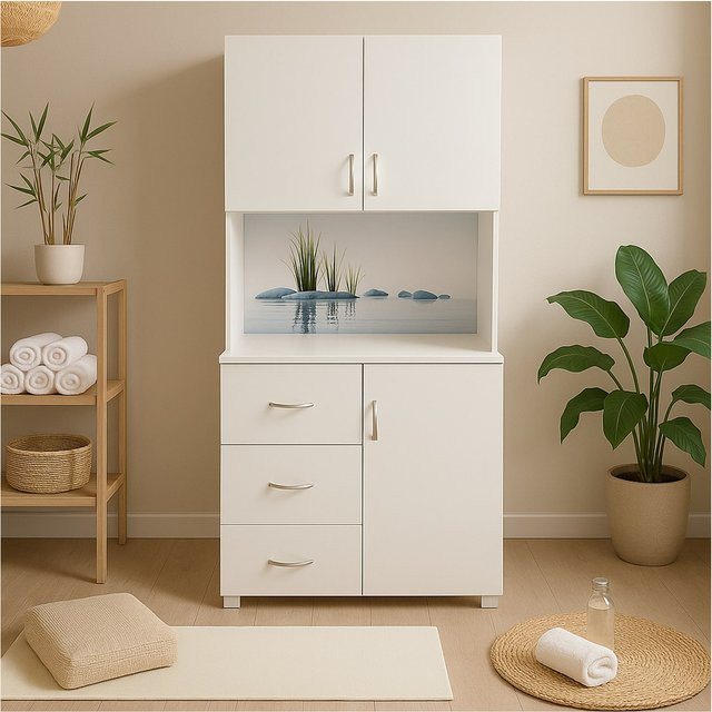 HTI-Living Schrank mit bedruckter Rückwand im Design Steine - Bild 1