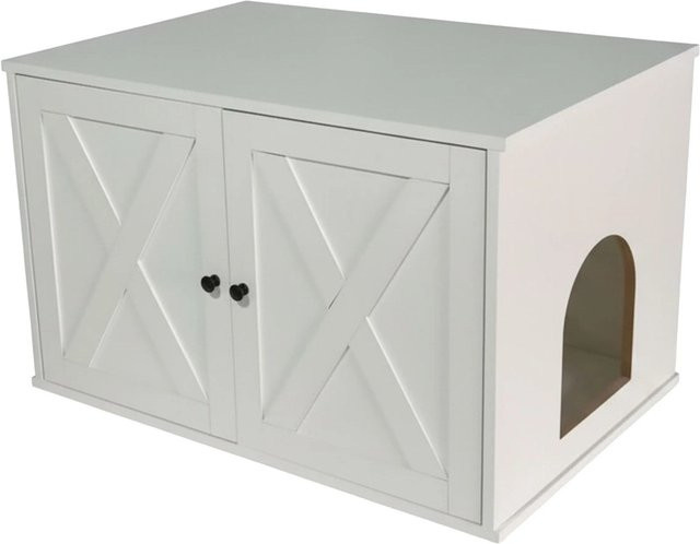 Relaxdays Katzenschrank aus MDF mit Trennwand, Weiß, B/T/H: 50 x 80 x 53 cm - Bild 1