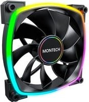Montech RX140 PWM ARGB Reverse Gehäuselüfter, Schwarz, Multicolour, B/T/H: 14 x 14 x 2,5 cm - Bild 1