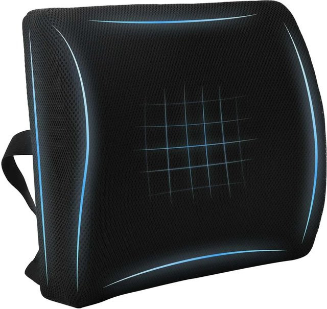 vidaXL Rücken-Kissen aus Memory-Schaum mit Netzstoff in Schwarz, B/T/H: 35,5 x 30 x 12 cm - Bild 1