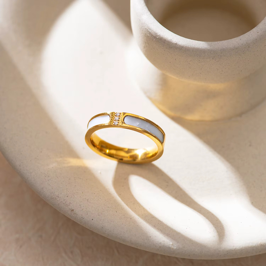 UHBINYCA Ring Edelstahl, 18K Vergoldet, Zirkonia, Damen, 4mm breit - Bild 2