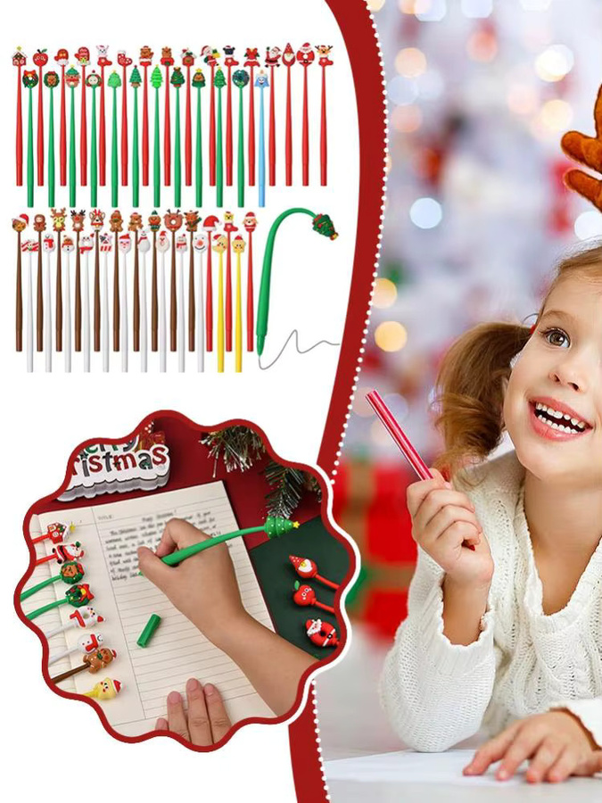 Weihnachtlicher Kugelschreiber mit weichem Silikon-Rentier-Design in Mehrfarbig für Kinder - Bild 5