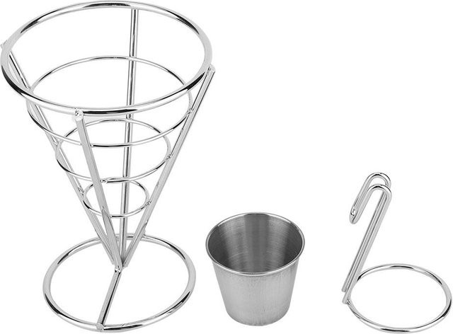 CosyHome Pommes Frites Ständer Doppelpokal in White und Silver aus Edelstahl - Bild 1