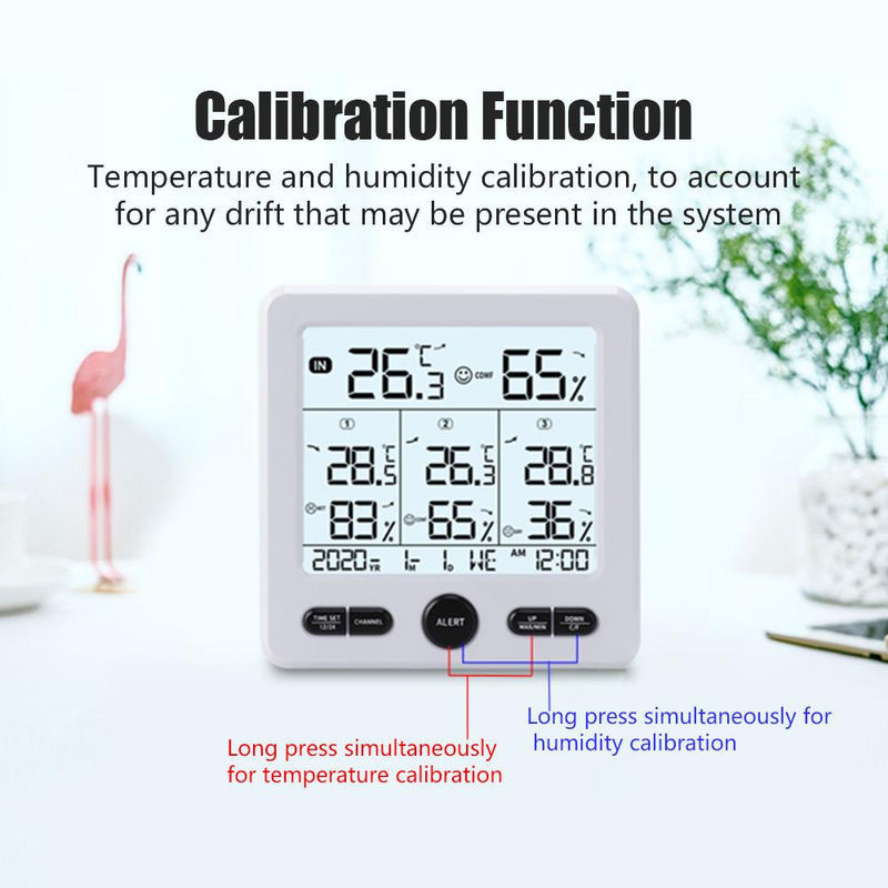 Koogeelife Digitales kabelloses Thermohygrometer für Innen und Außen mit 3 Fernsensoren und Hintergrundbeleuchtung, Schwarz - Bild 5
