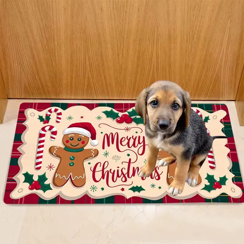 VIKAMA Weihnachts-Fußmatte mit Lebkuchenmann für Eingangsbereich und Flur - Bild 2