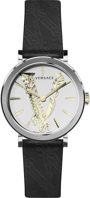Versace Damenuhr, Quarz, Edelstahl, 36 mm, Silber, Leder, 5 ATM - Bild 1