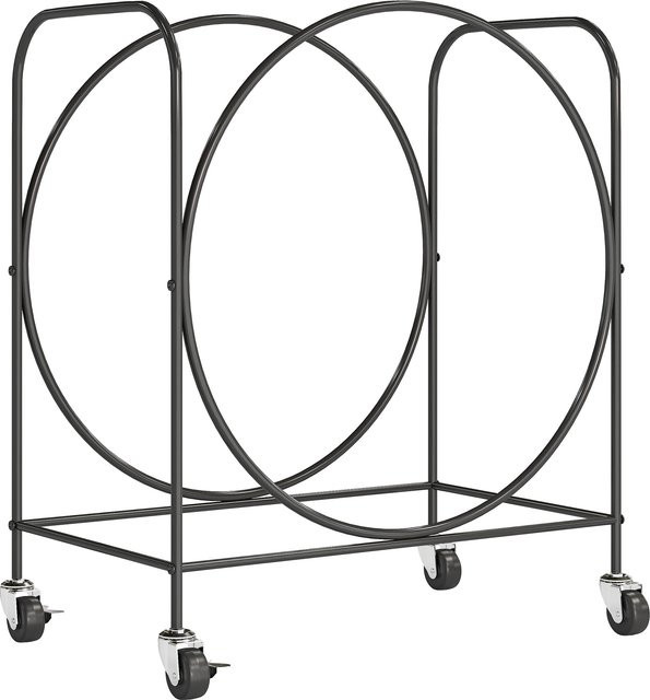 Outsunny Kaminholz Aufbewahrung aus Metall und Holz mit Rädern, Schwarz, B: 51 cm, T: 30 cm, H: 60 cm - Bild 1