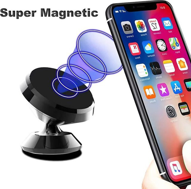 Magnetischer Auto-Handyhalter mit GPS-Unterstützung in Schwarz und Gold für iPhone, Samsung, Xiaomi und Huawei - Bild 1