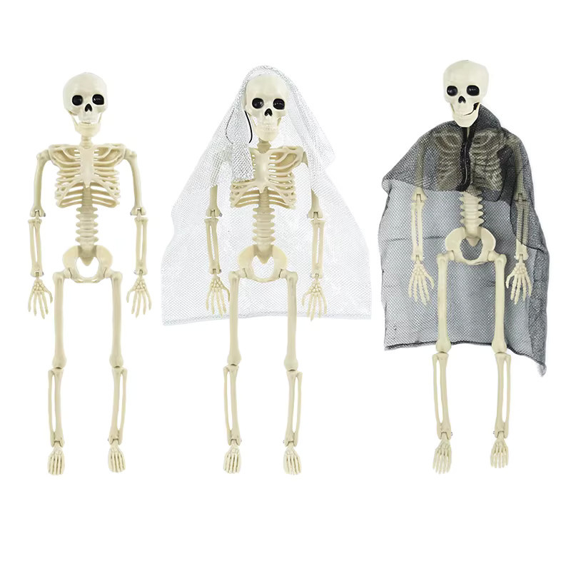 ZQCXLD Halloween Skelett aus weißem Plastik mit beweglichen Knochen als Horror-Deko für deine Party - Bild 4