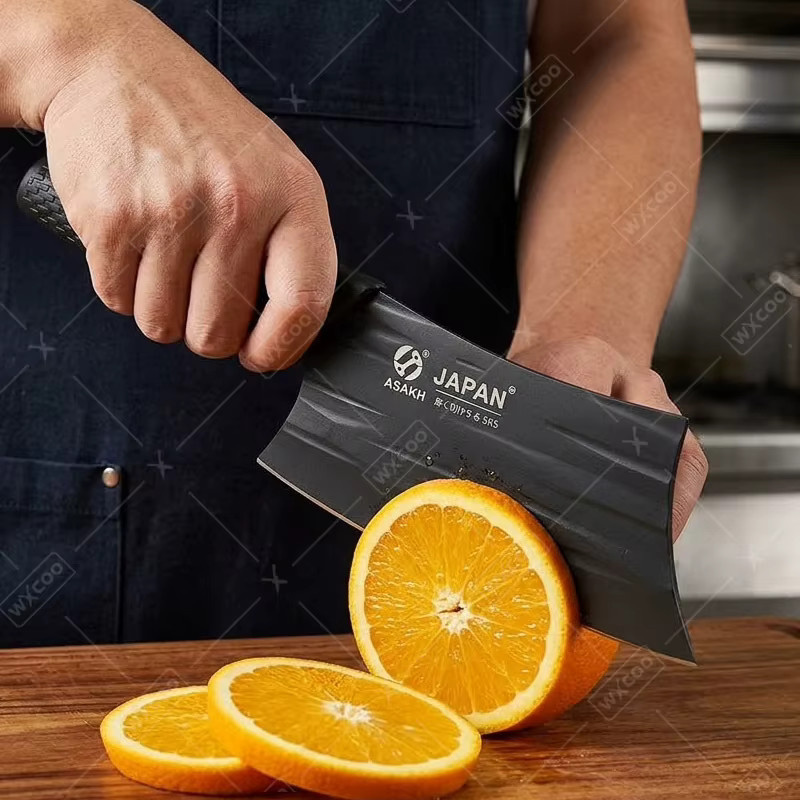 WXCOO Fleischbeil aus Edelstahl in Silber und Schwarz als professionelles Küchenmesser zum Schneiden von Fleisch, Gemüse und Obst - Bild 4