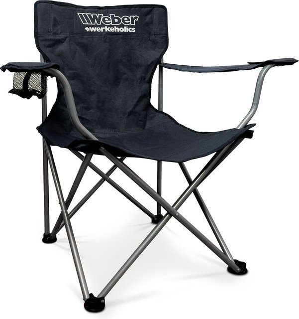 Weber Werkeholics Campingstuhl Schwarz mit Armlehnen aus Outdoor-Stoff und pulverbeschichtetem Stahl - Bild 1