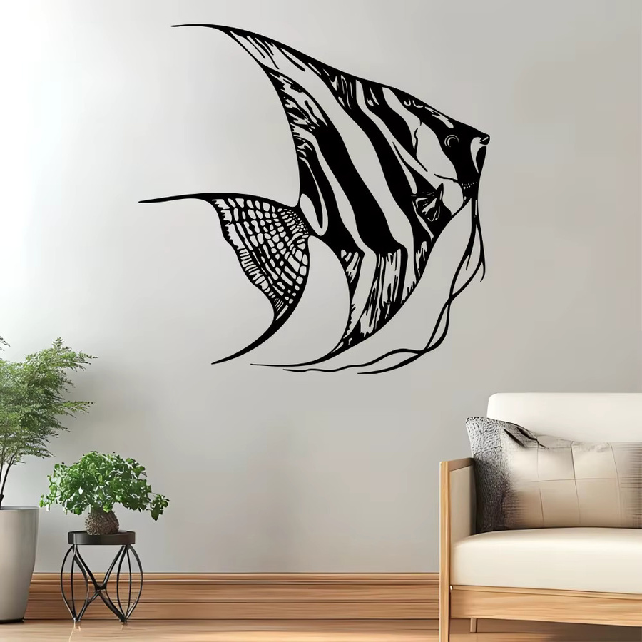 CIFBUY Engelsfisch Wandkunst aus Metall in Schwarz als dekorative Fischstatue für Innen- und Außenbereich - Bild 2