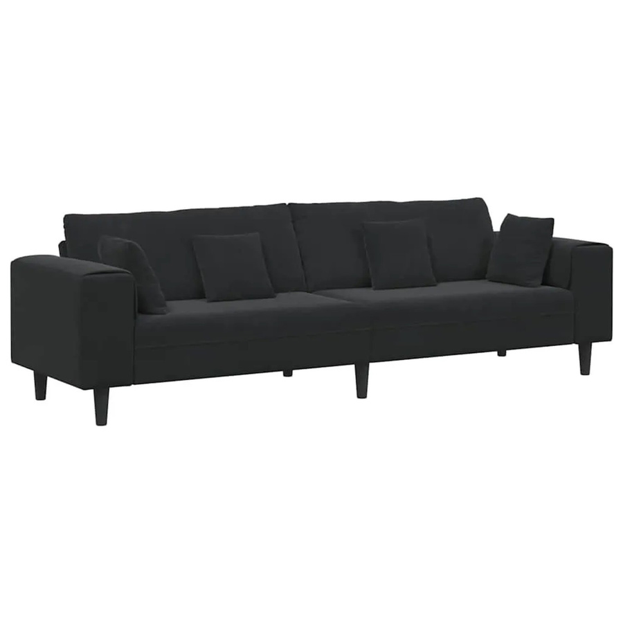 vidaXL Sofa aus Samt mit Kissen in Schwarz, B/T/H: 250 x 77 x 76 cm - Bild 2