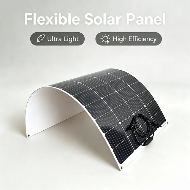 JINGYANGPV 150 W flexibles monokristallines PET-Solarpanel in Schwarz, 12 V PV-Modul mit Ladekabel, wasserdicht für Wohnmobile und Marineboote - Bild 1