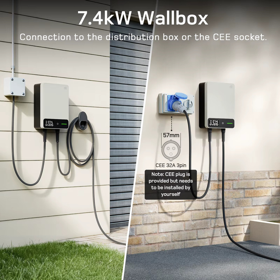 dé Wallbox 7 kW Heimladestation Weiß mit App, 32 A, 1 Phase, Typ 2 Ladekabel (5 m oder 7,5 m) und Stromzähler - Bild 2