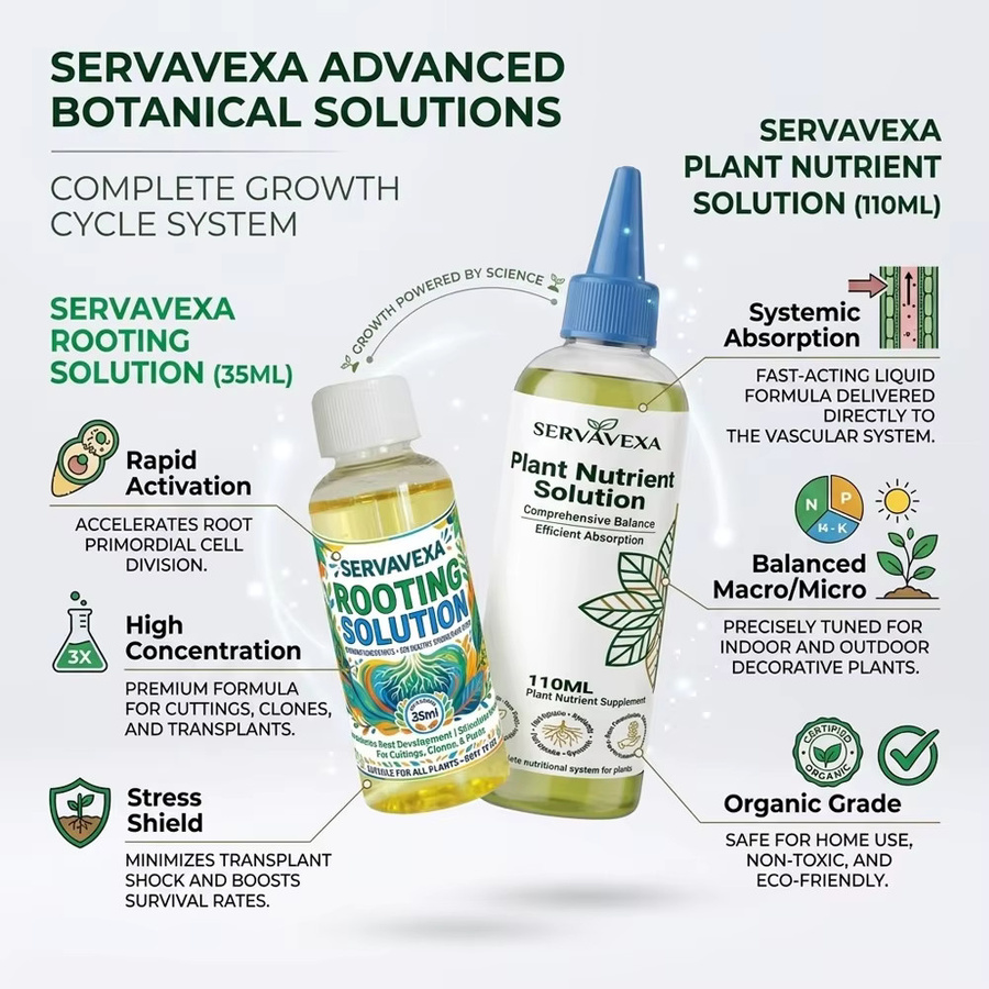 SERVAVEXA Pflanzen-Erholungsset mit Wurzelbildungslösung und Flüssigdünger für Indoor-Pflanzen, 145 ml - Bild 2