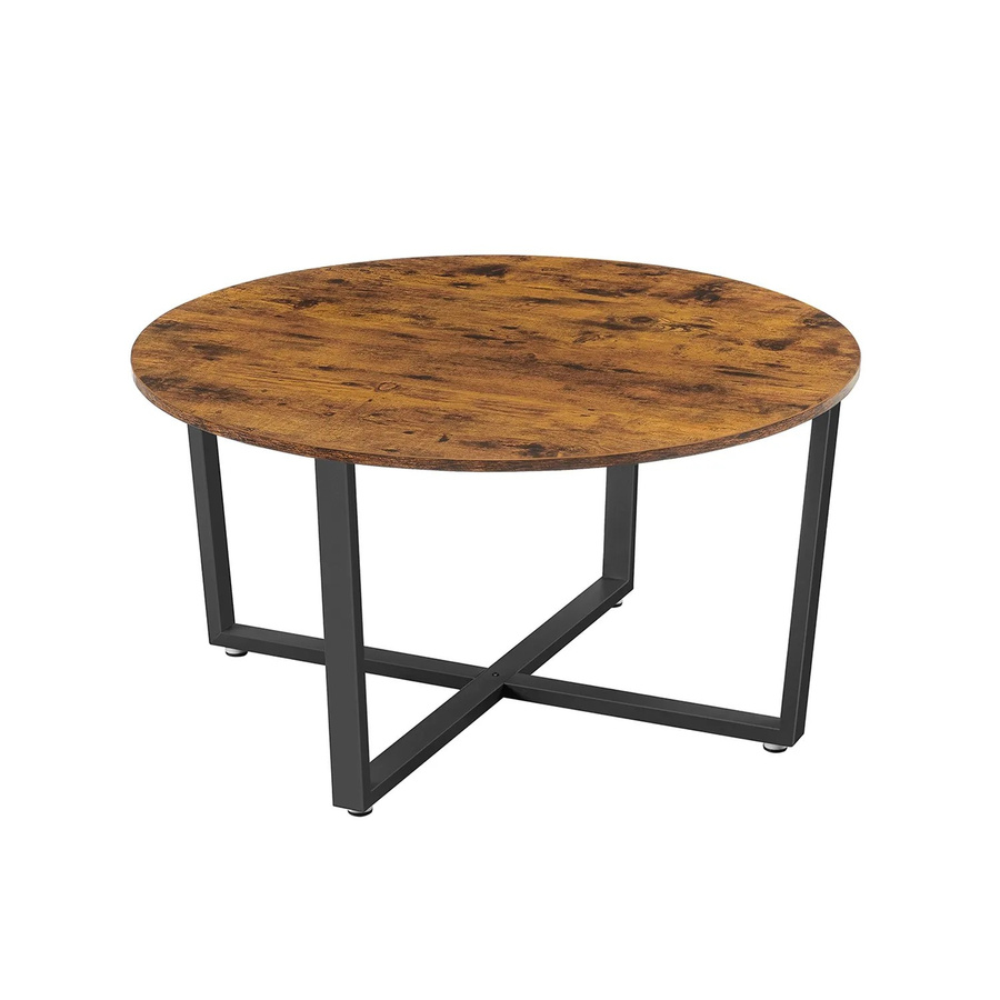 Vasagle Couchtisch rund in Braun-Schwarz aus technischem Holz und Eisen, Durchmesser: 88 cm, Höhe: 47 cm - Bild 2