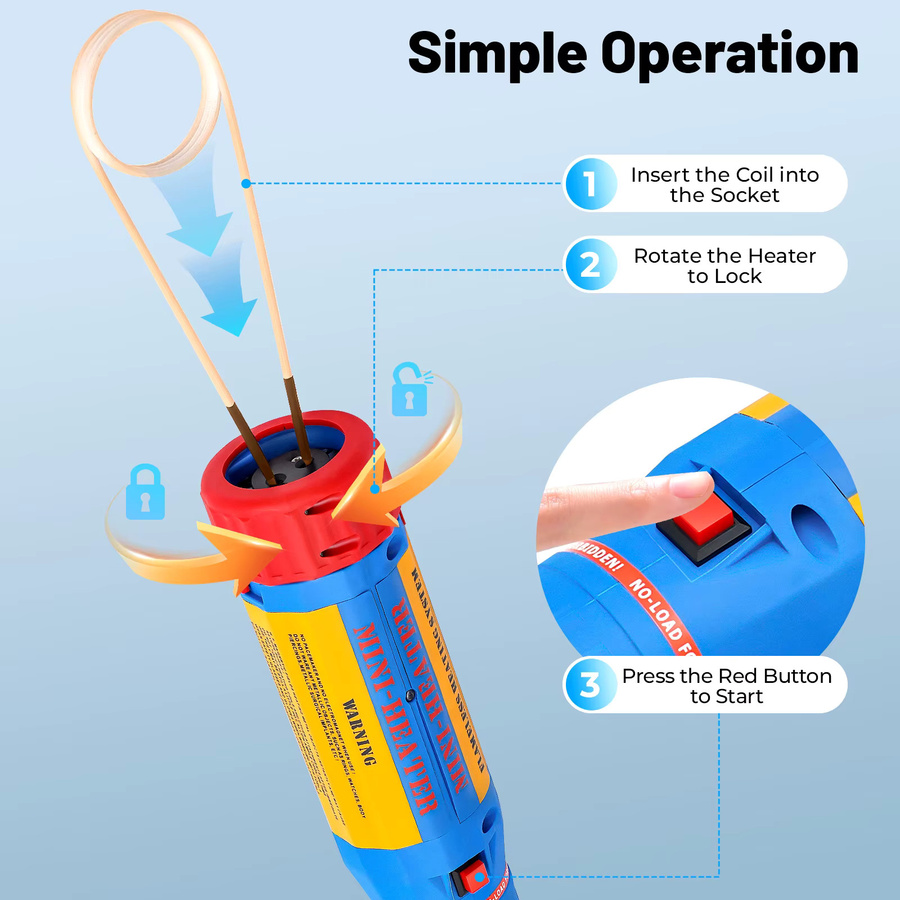 TOOL1SHOoo Mini Flammenloses Induktionsheizgerät 1100W in Blau mit 8 Spulen zur Schraubenentfernung und Reparatur - Bild 4