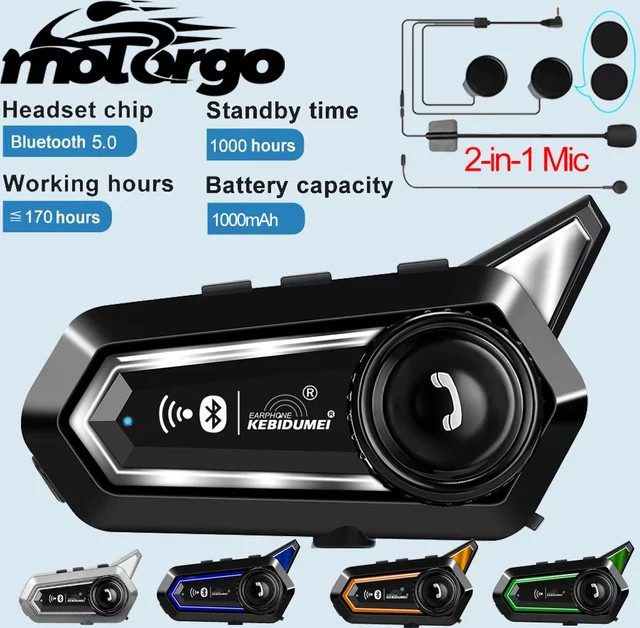 BT31 Bluetooth Motorradhelm-Headset mit Geräuschunterdrückung und Stereo-Lautsprechern in Schwarz und Blau - Bild 1