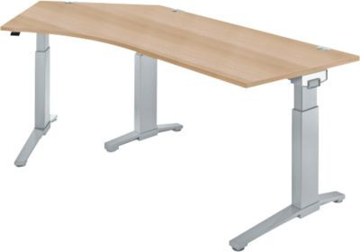 Schäfer Shop Genius Schreibtisch ERGOSTYLE S 135° Eckschreibtisch, manuell höheneinstellbar, Eiche/Weißaluminium, B/T: 216,5 x 80 cm - Bild 1