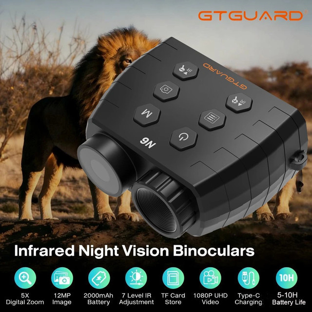 GTGUARD N6 1080PHD Nachtsichtfernglas mit 5-fach Digitalzoom und Infrarot für Tag- und Nacht-Einsatz in Schwarz - Bild 1