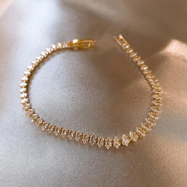 Obega Kettenarmband, Kupfer, Gold, Zirkonia, Damen - Bild 1