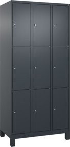 C+P Schließfachschrank Classic PLUS mit 3 Abteilen und Füßen, Anthrazitgrau, H x B x T: 195 x 90 x 50 cm - Bild 1