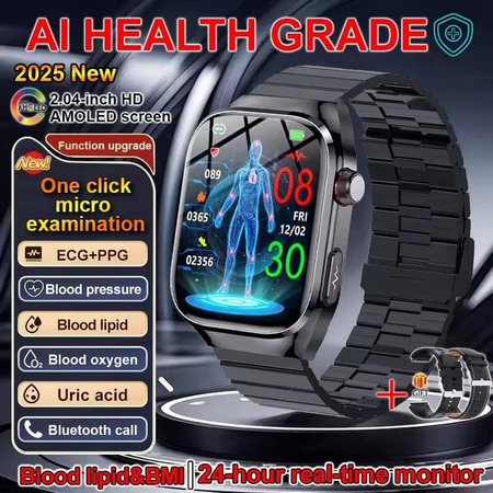 Lucky Start Smartwatch für Damen in Schwarz mit BMI-Messung, Menstruationszyklus-Tracking, EKG, Herzfrequenz und Blutsauerstoff-Messung