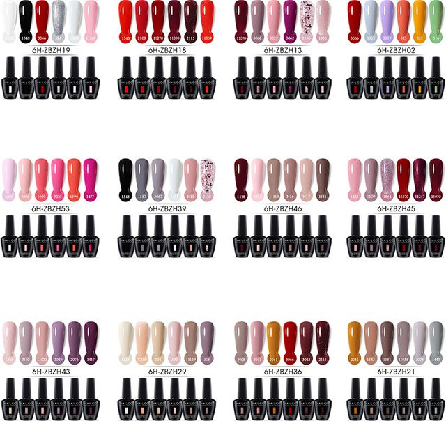 NAILCO Gel-Nagellack Set, 6-teilig, HEMA TPO-frei, 15 ml - Bild 1