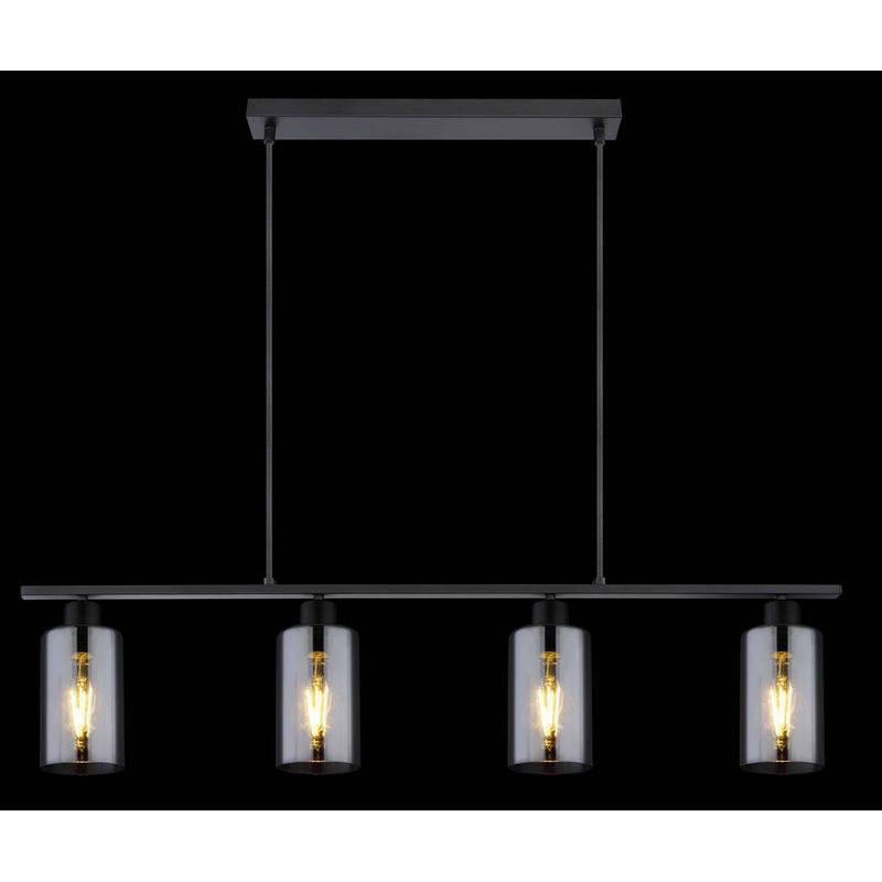 Globo Lighting Pendelleuchte Hadera in Schwarz und Rauchgrau aus Metall und Glas, E27, 4 Leuchtmittel, B/H/T: 10 x 120 x 98 cm - Bild 2