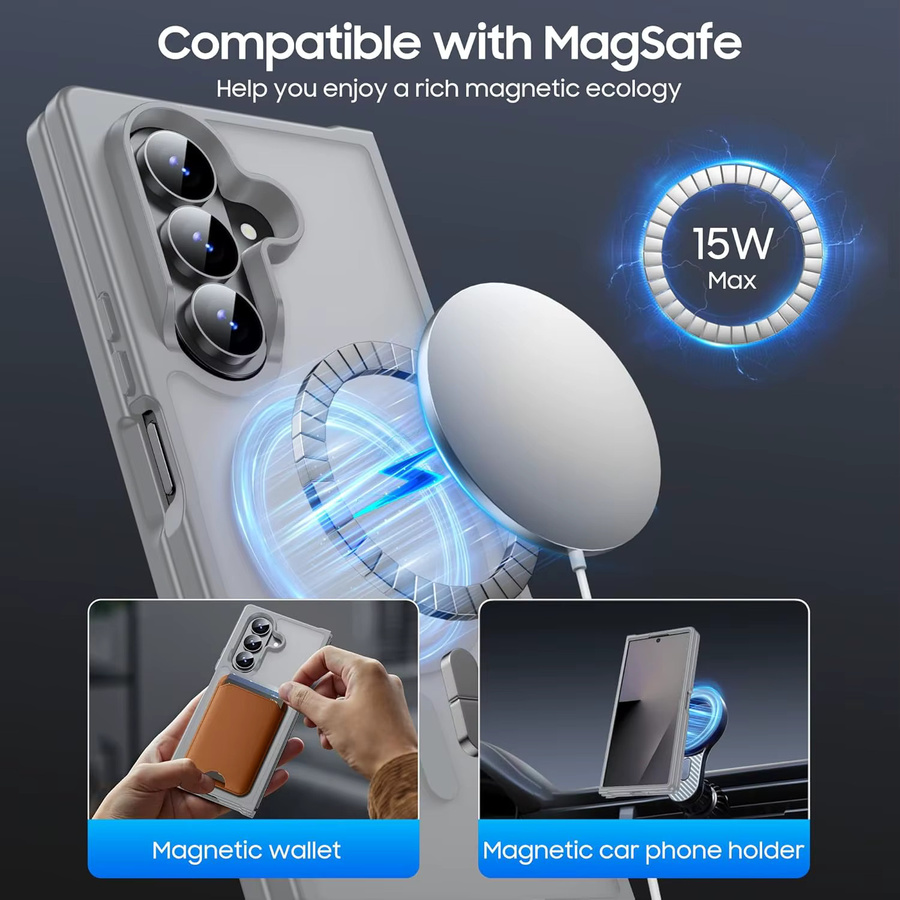MagSafe Fashion-Hülle für Samsung Galaxy Z Fold 8Ultra, 8, 7 und 6 in Transparent oder Blau mit magnetischer harter Rückseite und weichem Stoßfänger - Bild 2