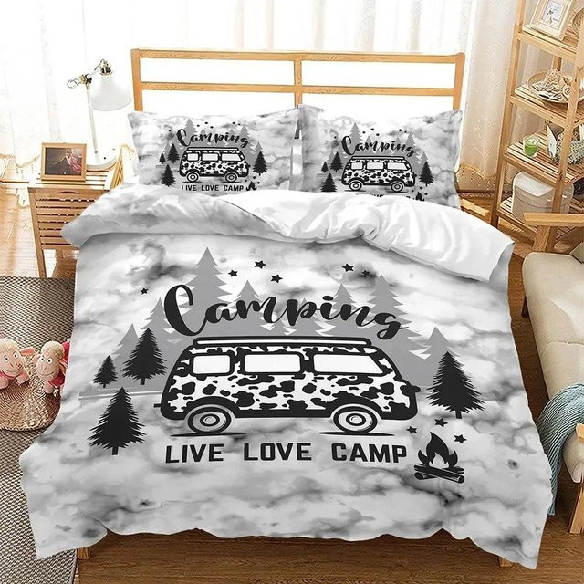 Lodestar Bettwäsche-Set mit 3D-Campingauto-Aufdruck, Mehrfarbig, Microfaser, B/H: 173 x 218 cm - Bild 1