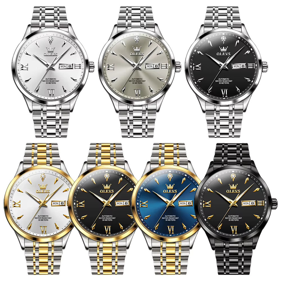 OLEVS Armbanduhr, Automatik, Edelstahl, Blau, Herren - Bild 6