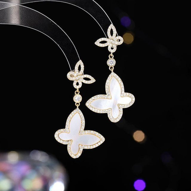 YIRAN Schmetterlings-Ohrringe, Damen, white - Bild 1