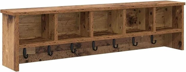 vidaXL Wandmontierter Kleiderständer aus Altholz in Braun mit Haken, B/H/T: 100 x 26 x 16 cm - Bild 1