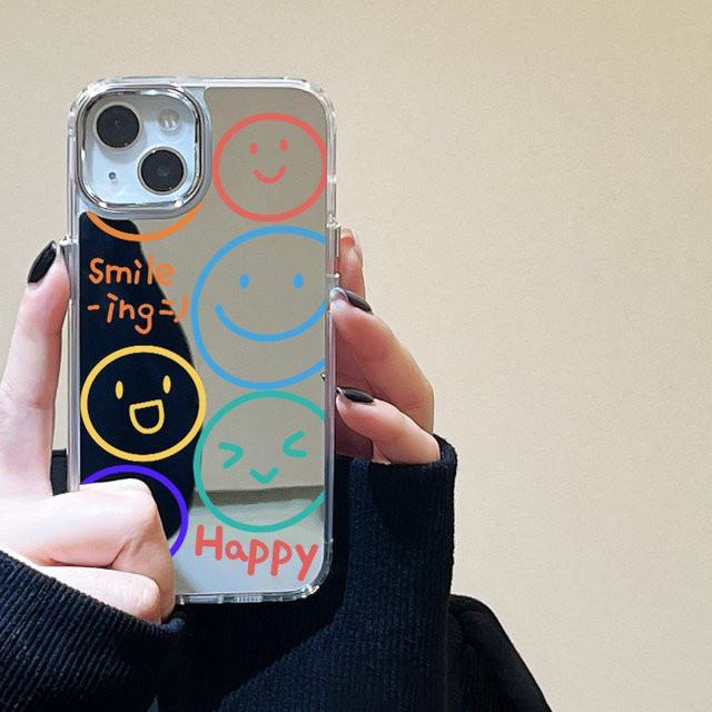 Smile Words Make-up-Spiegel Handyhülle für iPhone 15 14 13 12 11 Pro Max X XR XS Transparent aus weichem TPU-Silikon - Bild 1