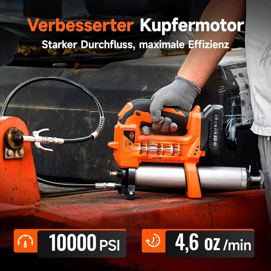Taskstar Elektrisches Fettpressen-Set 10000 PSI in Orange für Makita 18V Akku mit 4,6 oz/min Förderrate - Bild 2