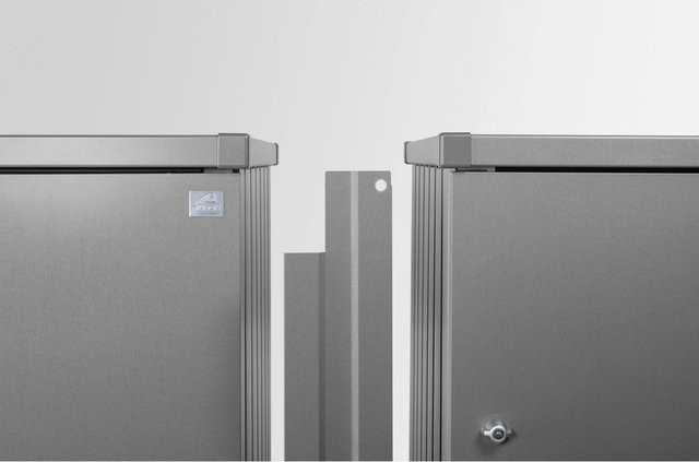 Biohort Verbindungselement Alex für 3 Mülltonnenboxen aus Metall in Quarzgrau-Metallic - Bild 1