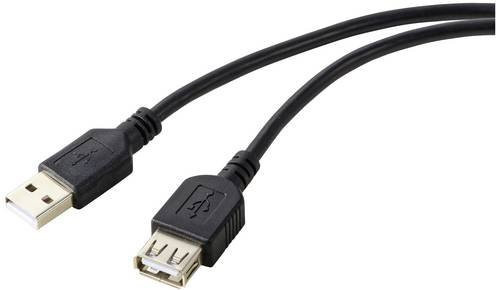 Renkforce USB 2.0 Kabel mit USB-A Stecker und USB-A Buchse, Schwarz, Länge: 0,5 m, RF-5771510 - Bild 1